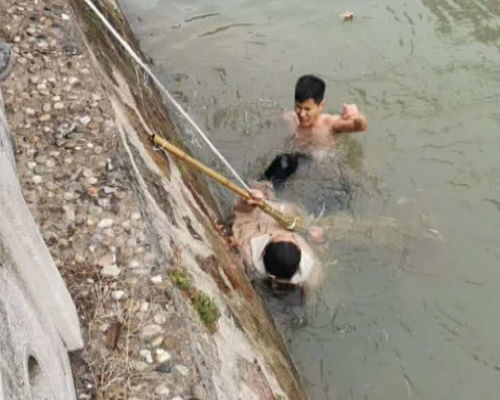 女子意外落水，陌生大哥英勇救人